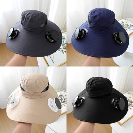 Summer Large Brim Electric Sun Hat Fan Hat Men's Anti-Uv Fisherman Hat Sun Protection Sun Hat Women