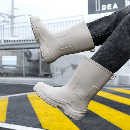 Rain Boots Men's Mid-Tube Adult Fishing Non-Slip Lightweight 2025 New Men's Rain Boots Waterproof Fleece-Lined Rubber Shoes Water Shoes