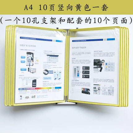 10-page horizontal wall hanging display file holder A4 horizontal wall hanging display folder 10-hole loose-leaf craft clip