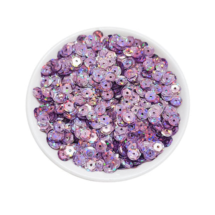 6MM round curved surface hole PVC sequins jewelry accessories concave and convex surface wholesale flat bottom hexagonal sewing clothing beads