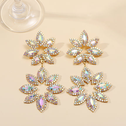 Temperament style European and American exaggerated flowers rhinestone big earrings wholesale stage banquet accessories earrings high sense of luxury