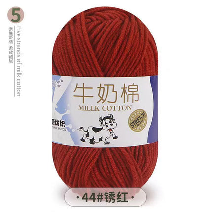 Five-Strand Milk Cotton Yarn Wholesale Medium-Thick Yarn Crochet Doll Shoes Scarf DIY Knitting Material Kit Crochet