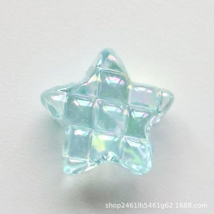 Exquisite, Compact, Transparent, Color-Plated Waffle Five-Pointed Star/Heart Loose Beads DIY Mobile Phone Chain Bracelet Chain Accessories