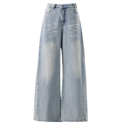 Spice Girls light blue Loose Wide Leg Jeans Women's 2025 Spring and Summer New Style Straight High Waist Slimming All-match Mop Pants