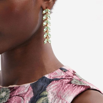 Oscar European and American Style Retro Gold-Plated Long Tassel Crystal Earrings Feminine Fashion High-End S925 Silver Needle