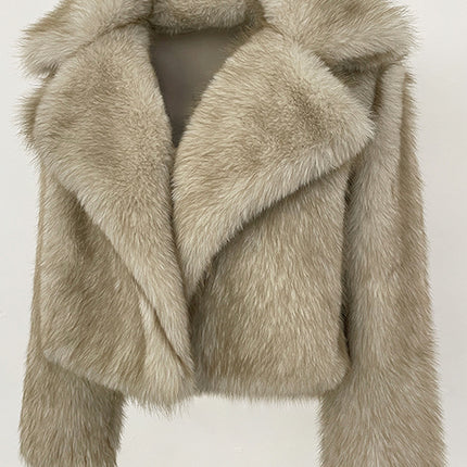 Cross-Border European and American Style Winter Suit Collar Imitation Fur Short Fashion Imitation Fox Fur Coat for Women Simple and Environmentally Friendly