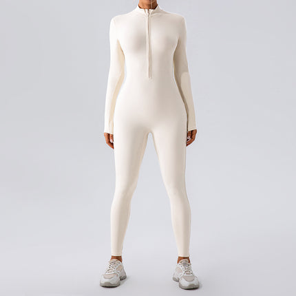 Cross-border Explosions High-elastic Zipper Vertical Collar Long-sleeved Yoga One-piece Suit Women's Sports Fitness Running Training Yoga Suit