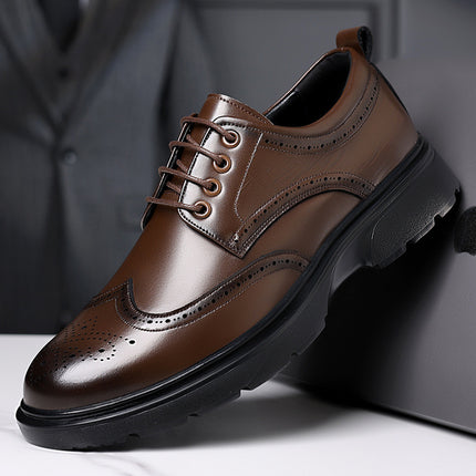 Cross-Border Large Size Leather Shoes for Men in All Seasons British Style Brogue Carved Shoes Business Formal Wear Handsome Youth Wedding Shoes