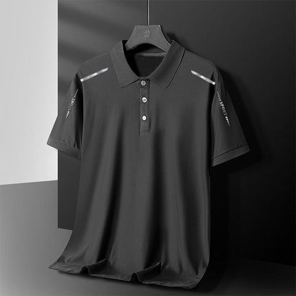 [Fast Delivery] Men's Short-Sleeved Polo Casual Lapel T-Shirt Summer Half-Sleeved Loose Elastic Breathable Top