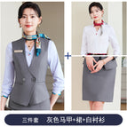 Gray vest + 3017 gray skirt + 6023 white shirt / S