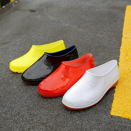 Men's Low-Cut White Water Shoes for Food, Spring and Autumn Rain Shoes, Kitchen Non-Slip Shoes, Waterproof Rubber Shoes, Work Shoes, Rubber Shoes