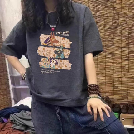 2025 New Fashion Brand Pure Cotton Short-sleeved T-shirt Women's Summer Explosions American-style plus size Women's Loose Shoulder Half Sleeve