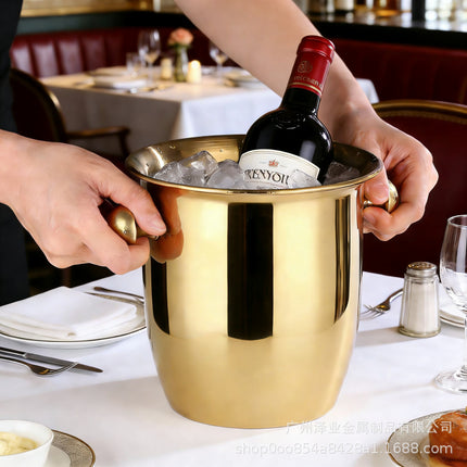 Cross-Border Foreign Trade Stainless Steel Ice Bucket Champagne Bucket Commercial Bar Ice Bucket Ice Beer Bucket Thickened Ice Red Wine Bucket