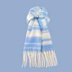Large striped scarf sky blue