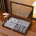 Walnut inner gray jewelry box [4 and one]