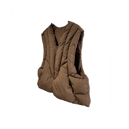 Fashion Linetype Divided Profile Warm High Street Deconstructed vibe Vest Men's High-end Wear Casual Jacket Top