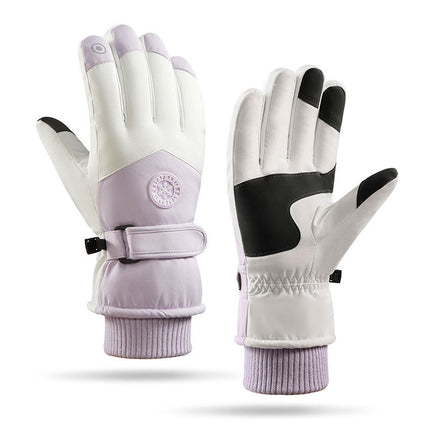 Winter ski gloves men and women warm outdoor riding motorcycle mountaineering thickened waterproof windproof cold-proof gloves A3HX
