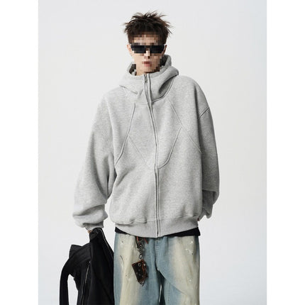 American-Style Heavy Deconstructed Hooded Jacket for Men, Spring Trendy Brand Design Patchwork Sweatshirt, High Street Cool Couple Hoodie
