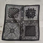 Spliced cashew black silk scarf / 68X68