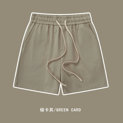 450g heavy cotton jersey elastic casual shorts solid color basic pants loose men's sports pants
