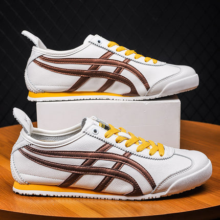 Couple's New Spring First-Layer Cowhide Forrest Gump Shoes, Fashionable and Breathable Sports and Leisure Sneakers, Comfortable White Shoes