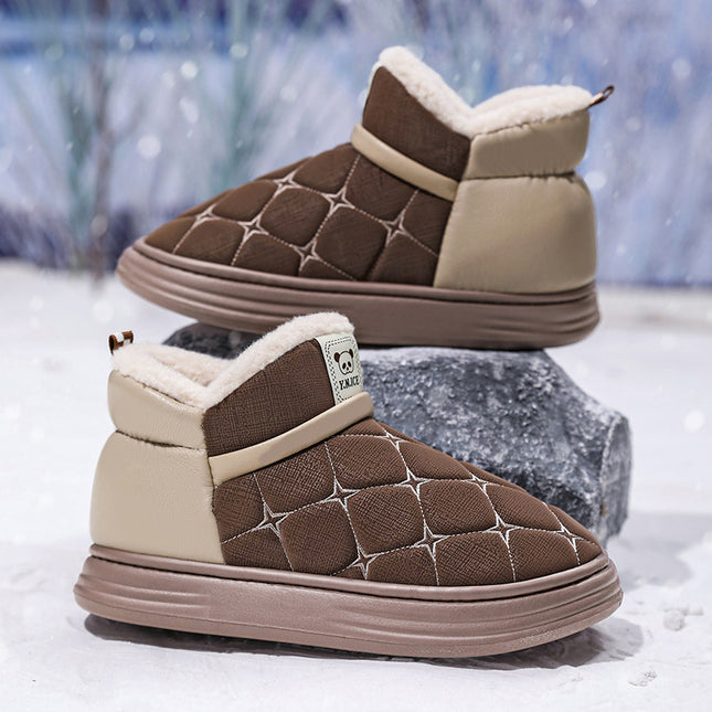 Cotton Shoes Men's Winter fleece-lined Thickened Northeast Warm Snow Boots Men's Fur Integrated Cold-proof Down Bread Shoes