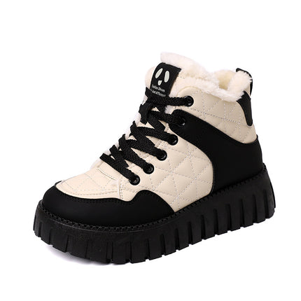 High-Top Dad Shoes for Women, 2026 Winter New Model, Sports Shoes for Students, with Added Fleece and Thickened Cotton Shoes, Kt2512-2