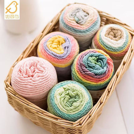 Ruyi Bird 5-strand Milk Cotton Dyed Rainbow Cotton Cake Ball Wool Ball Handmade DIY Woven Scarf Pillow Blanket