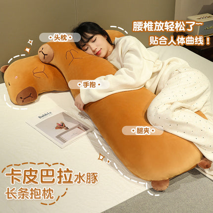 Capybara Long Pillow for Boys Sleeping Bedside Cushion for Girls Sleeping Side Sleeping Pillow with Clip Legs