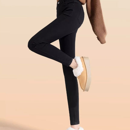 Faux Denim Leggings for Women, Spring and Autumn, Fleece-Lined, Versatile, Commuter Magic Pencil Pants, Slimming, High-Waisted, Stretchy Skinny Pants