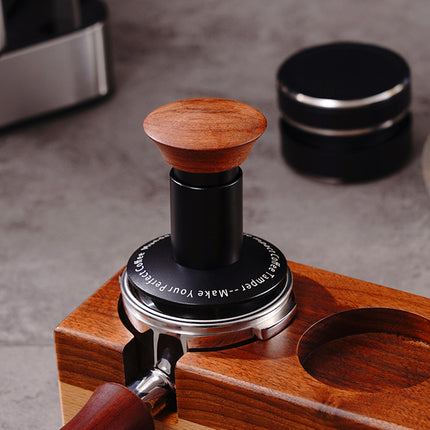 Cross border solid wood horizontal constant pressure coffee powder press adjustable 304 stainless steel coffee powder hammer wholesale