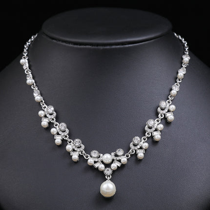 Bridal Dress Distinctive European and American Pearl Necklace Earrings Set Women's Fashion Elegant Explosive Alloy Drop Shape