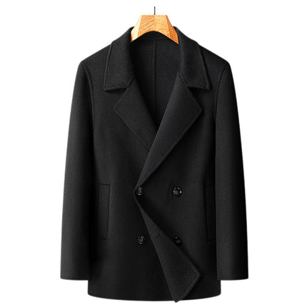 Autumn and Winter New Men's Handmade Double-Sided Woolen Outwear Double-Breasted Velvet Removable Liner Woolen Outwear Men's Outwear