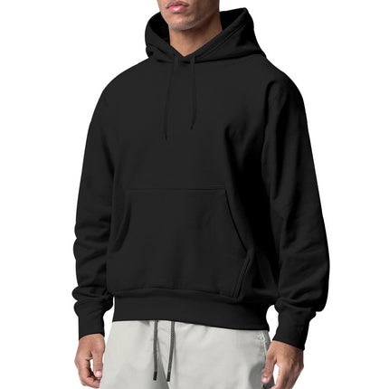 2025 New Cross-Border European and American Men's Sports Pure Color Fleece Sweatshirt Men's Export Wholesale Hoodie