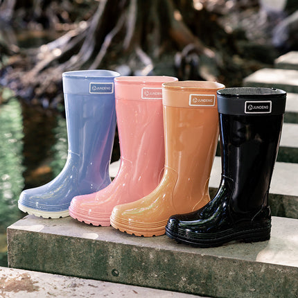 Women's Military Rain Boots, High Tube Rain Boots, Extra High Rubber Boots, Long Tube Extended Boots, Fashionable, Wear-Resistant, Non-Slip and Warm