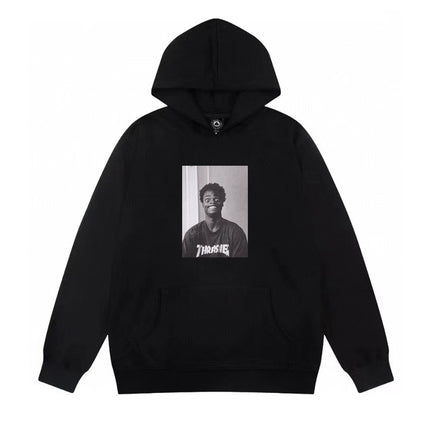 Heavy Thrasher Flame Hooded Unisex Sweatshirt American Style Cross-Border Casual Hoodie Trendy Brand Printed Loose Fleece-Lined