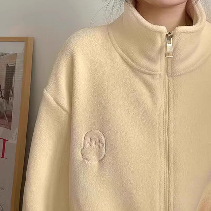 Winter Fleece Jacket for Women, Softshell Jacket with Inner Lining, Stand Collar, Lamb Wool Sweatshirt, Autumn Style, Inner Layer, Winter Style, 2025 New Model
