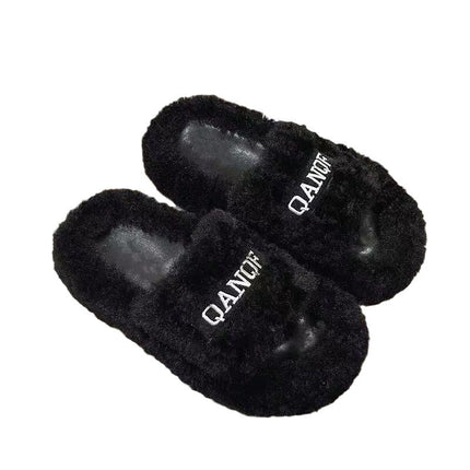 Outfit Winter Home Thickened Warm Household Moon Shoes Autumn and Winter Fluffy Cotton Slippers Women's Cross Belt Fashion