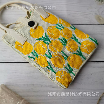 Girl's Heart-Shaped Knitted Crossbody Bag