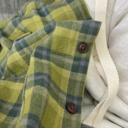 American Retro Green Plaid Shirt Women's 2025 Spring New Design Sense Niche Loose Long Sleeve Shirt Jacket