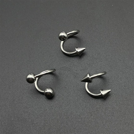 Stainless steel S rod spherical outer tooth 1.2 rod lip ring lip nail ear bone nail lip nail round head pointed cone head human body puncture ornaments