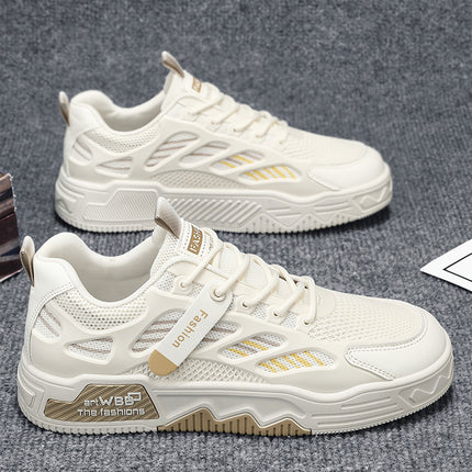 Men's Summer Mesh Breathable Versatile Casual Niche Canvas Sneakers Student Sports Height-Increasing White Trendy Shoes