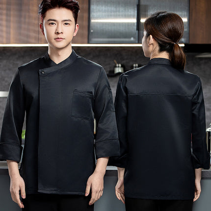 Pure white kitchen chef overalls men's long sleeve hotel executive chef restaurant baking cake shop