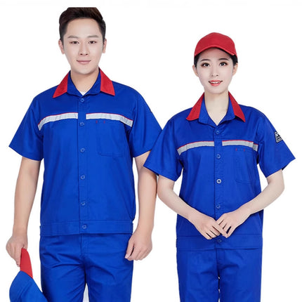 Gas Station Work Clothes, Summer Short-Sleeved Clothing, Petrochemical Gas Station Half-Sleeved Anti-Static Labor Protection Clothing Set, Customized