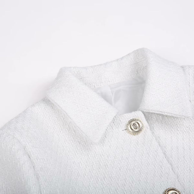 Women's 2025 Spring/Summer New Fashion Simple Elegant Pocket Decorated Lapel Jacket 2133104