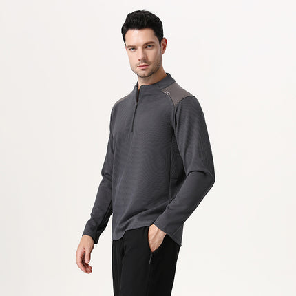 Lulu Men's Half Zipper Long-sleeved Shirt Sports Outdoor Quick-drying Clothes Running Fitness Trainer Clothes Riding Clothes Casual Sweater