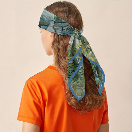 90cm Spring New Van Gogh Oil Garden Fashion Women's Outdoor Shawl Large Square Scarf Scarf Scarf Strapless Scarf