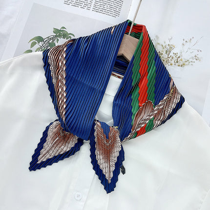 New wrinkled small square scarf female Korean imitation silk printed wrinkled small scarf Joker scarf decorative scarf wholesale