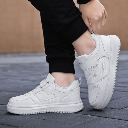 Children's Sneakers Spring New Waterproof Leather Boys' sneaker Trendy Soft Sole Casual White Shoes for Middle and Big Children