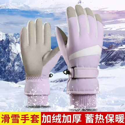 Ski Gloves for Men and Women, Winter Cold-Proof Gloves, Velvet, Thickened, Waterproof, Non-Slip, Outdoor Sports Cycling Touch Screen Gloves